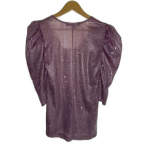 Puffy Sleeve Purple Glitter Top